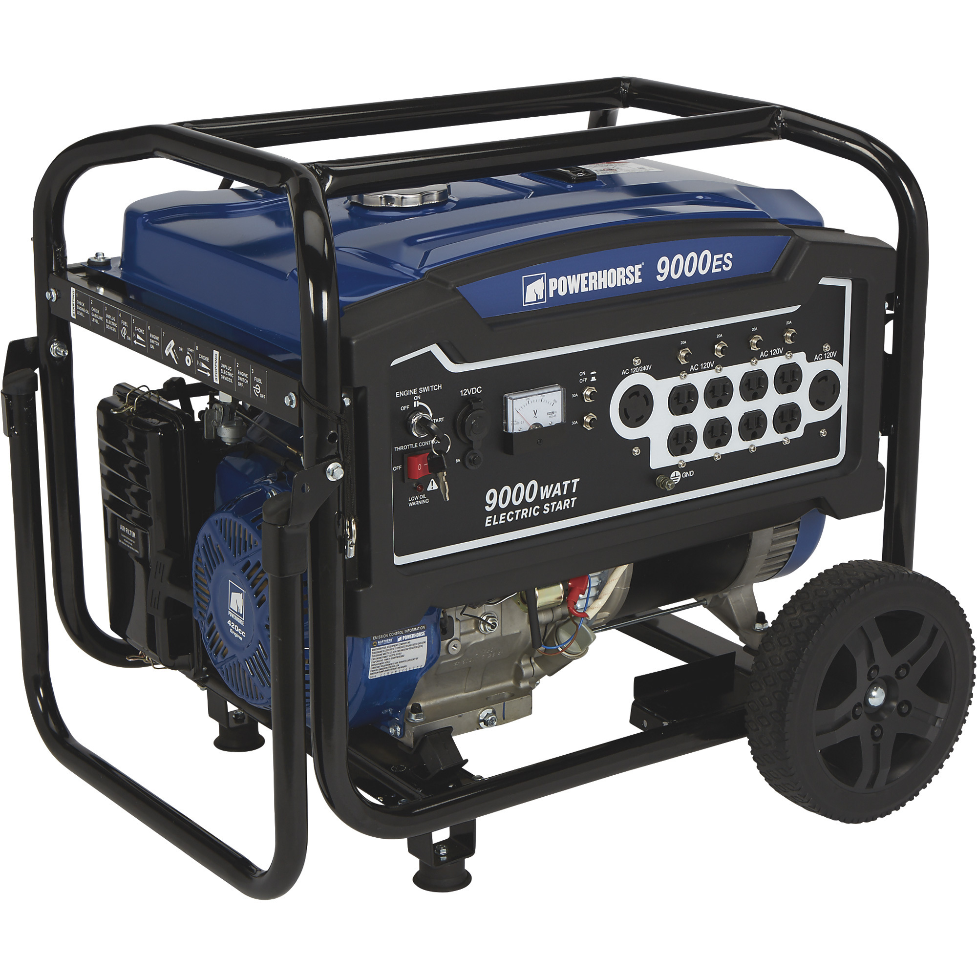 Please see replacement Item# 102221. Powerhorse Portable Generator, 9000 Surge Watts, 7250 Rated Watts, Electric Start
